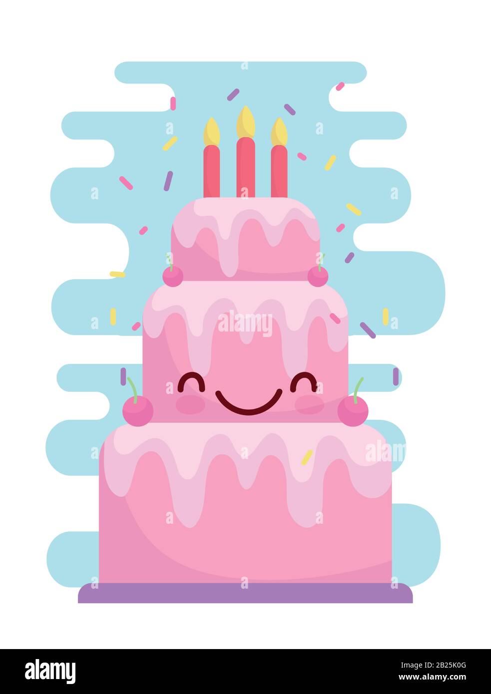 Geburtstagskuchen mit Kerzen Menü Charakter Cartoon Essen niedliche  Vektorgrafiken Stock-Vektorgrafik - Alamy