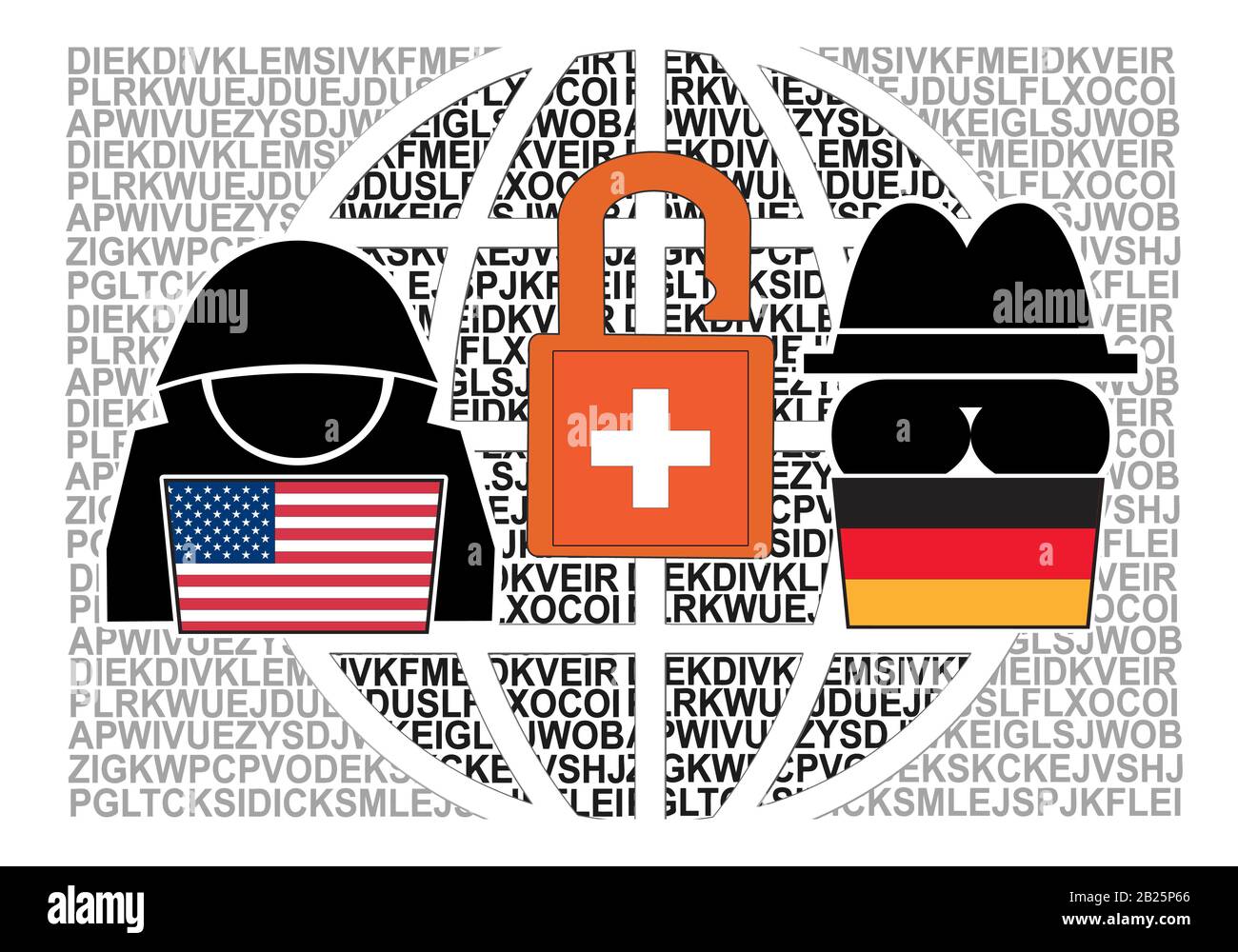 US- und deutsche Spione lesen jahrzehntelang mit Hilfe eines Schweizer Codierungsunternehmens Geheimmeldungen von 120 Ländern. Stockfoto