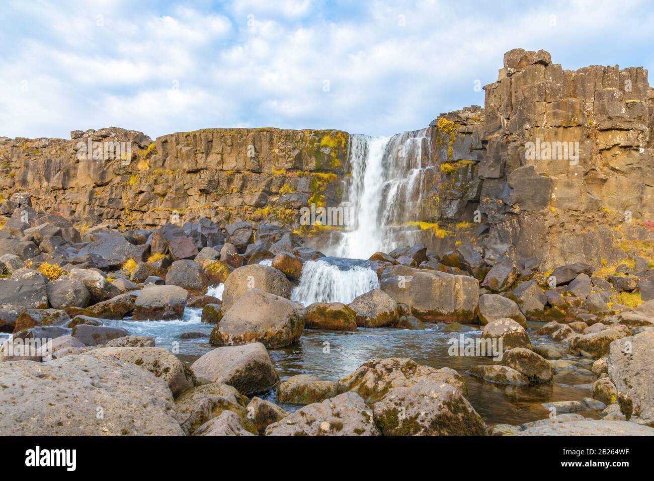 Thingvellir-Nationalpark in Island Oexarfoss Fall Stockfoto