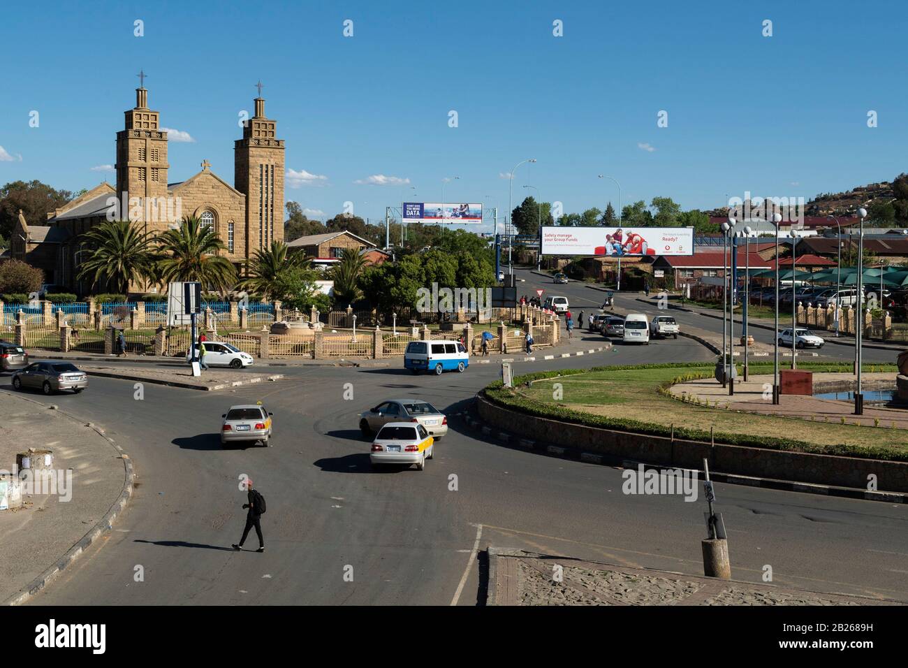 Große römische Kathedrale aus Sandstein, Maseru, Lesotho Stockfoto