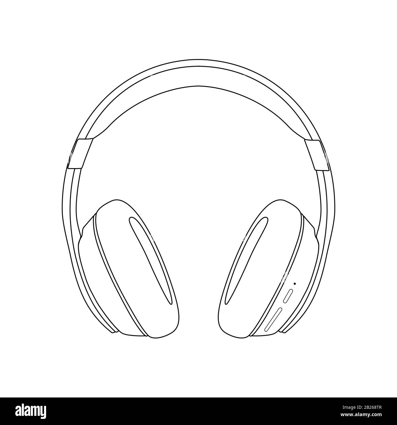 Skizzieren lineare Zeichnung von Kopfhörern Lautsprecher Gerät Gadget von kontinuierlichen linearen Design auf einem weißen Hintergrund isoliert. Das musikalische Element . Vektor Stock Vektor
