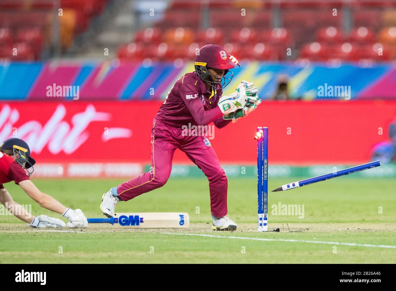 Sydney, Australien. März 2020. März 2020 während des T20-WM-Spiels Der Frauen zwischen England und West Indies im Sydney Showground Stadium, Sydney, Australien, versuchte Auszeit durch die West Indies. Foto von Peter Dovgan. Nur redaktionelle Nutzung, Lizenz für kommerzielle Nutzung erforderlich. Keine Verwendung bei Wetten, Spielen oder einer einzelnen Club-/Liga-/Spielerpublikationen. Kredit: UK Sports Pics Ltd/Alamy Live News Stockfoto