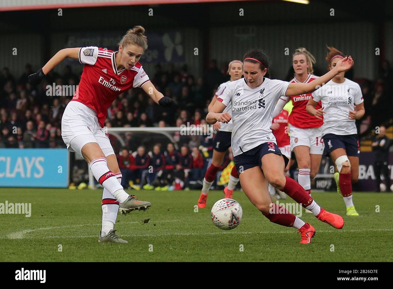 Vivianne Miedema von Arsenal Kerben das erste Ziel für Ihr Team ein und feiert während Arsenal Frauen vs Liverpool Frauen, Super Barclays FA Frauen Leagu Stockfoto