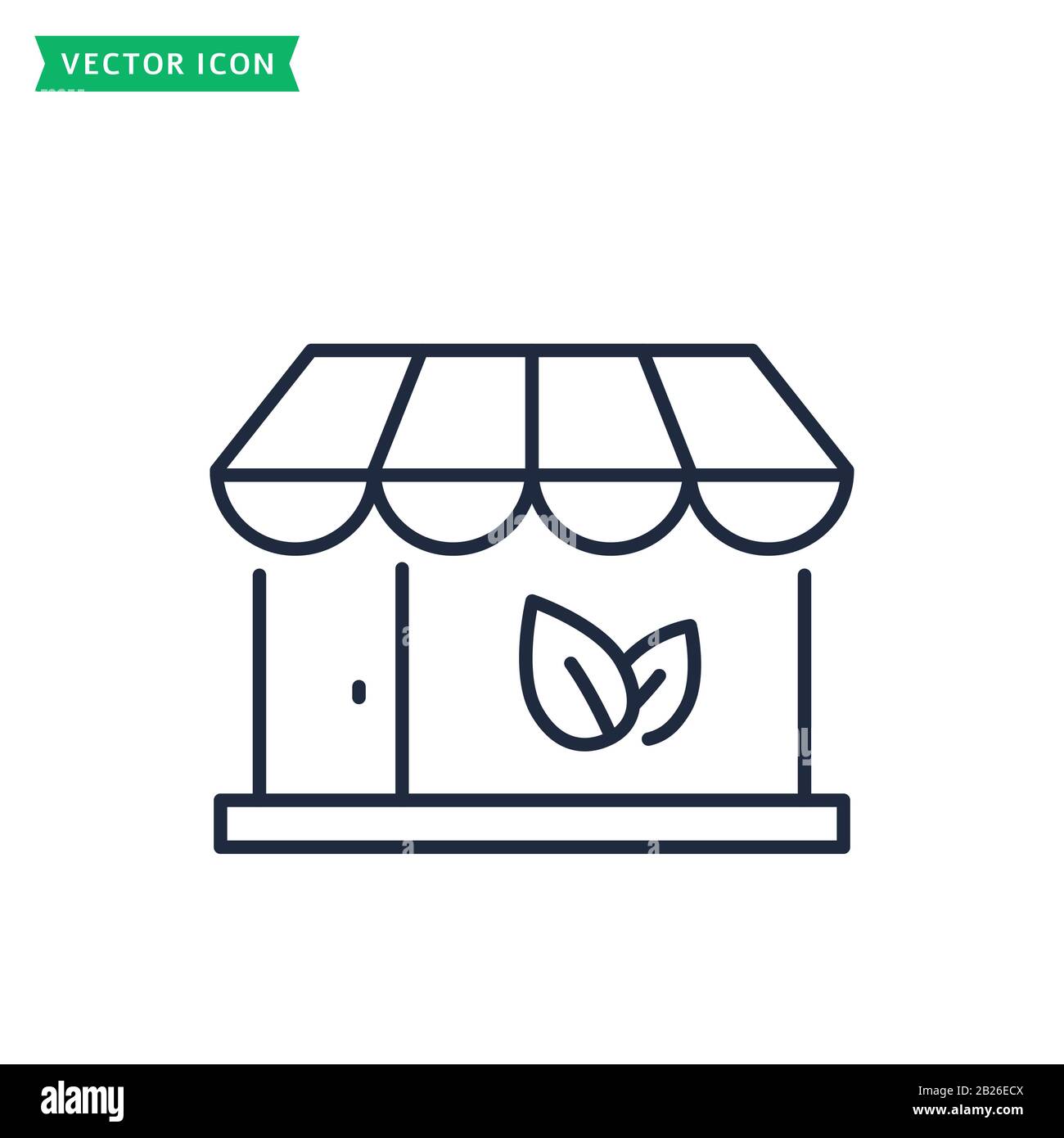 Das Symbol für die Öko Store Line ist auf weißem Hintergrund isoliert. Organisches Ladenkonzept. Gliederungssymbol. Vektor. Stock Vektor