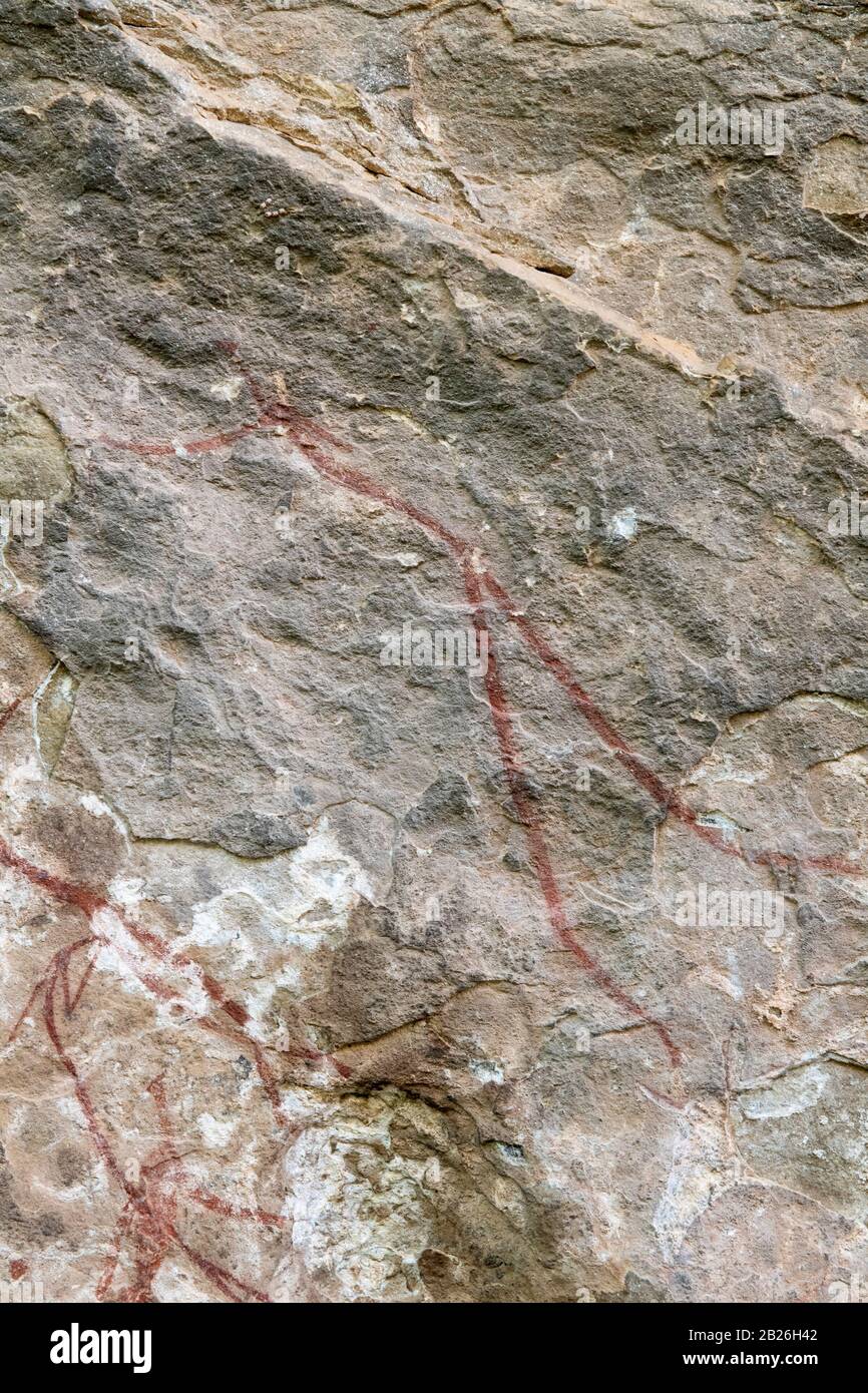 Rockkunst in der Liphofung Cave, Lesotho Stockfoto