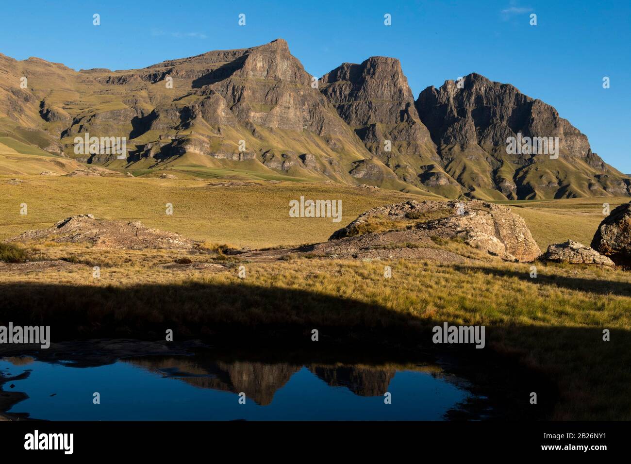 Die Drei Bushmen (Devil's Knuckles) Berge, Sehlabathebe National Park, Lesotho Stockfoto