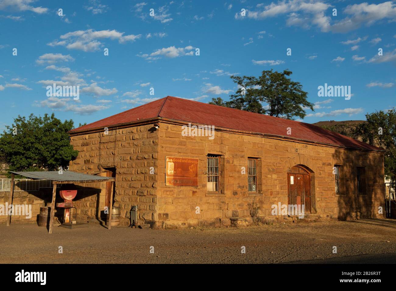 Historisches Gebäude aus Sandstein, Fort Hartley, Lesotho Stockfoto