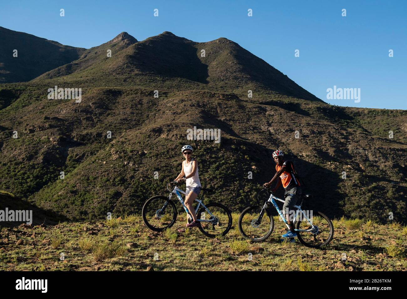 Mountainbiking, Malealea, Lesotho Stockfoto