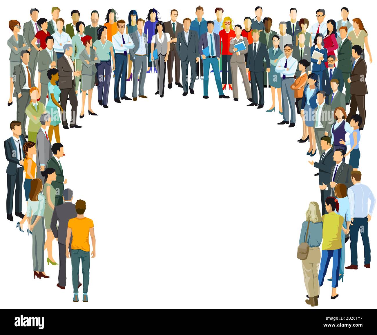 Große Gruppe von Menschen in der Gemeinschaft - Vektorgrafiken Stockfoto