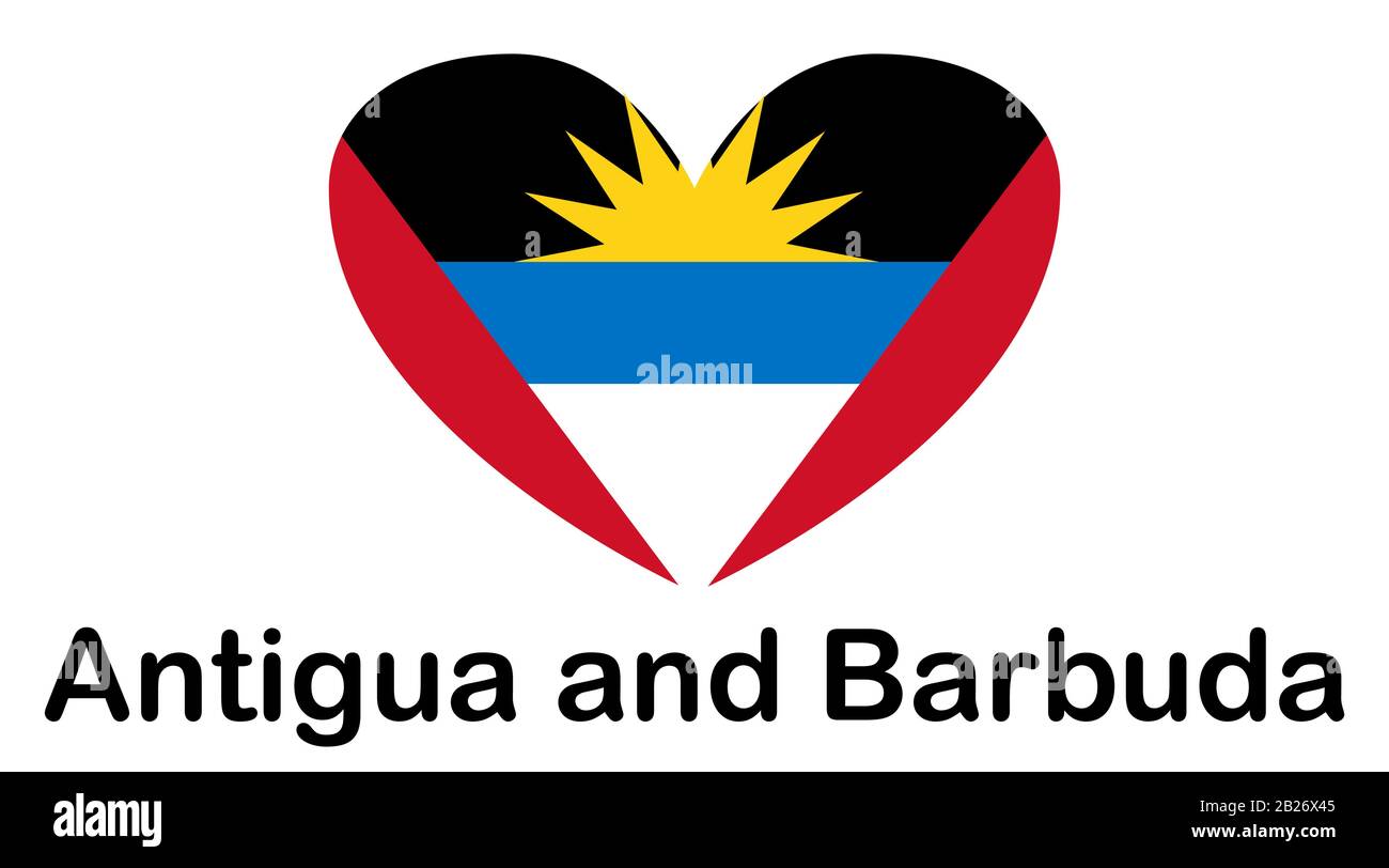 Antigua- und Barbuda-Flagge: Offizielle Farben und Verhältnis richtig. Stock Vektor