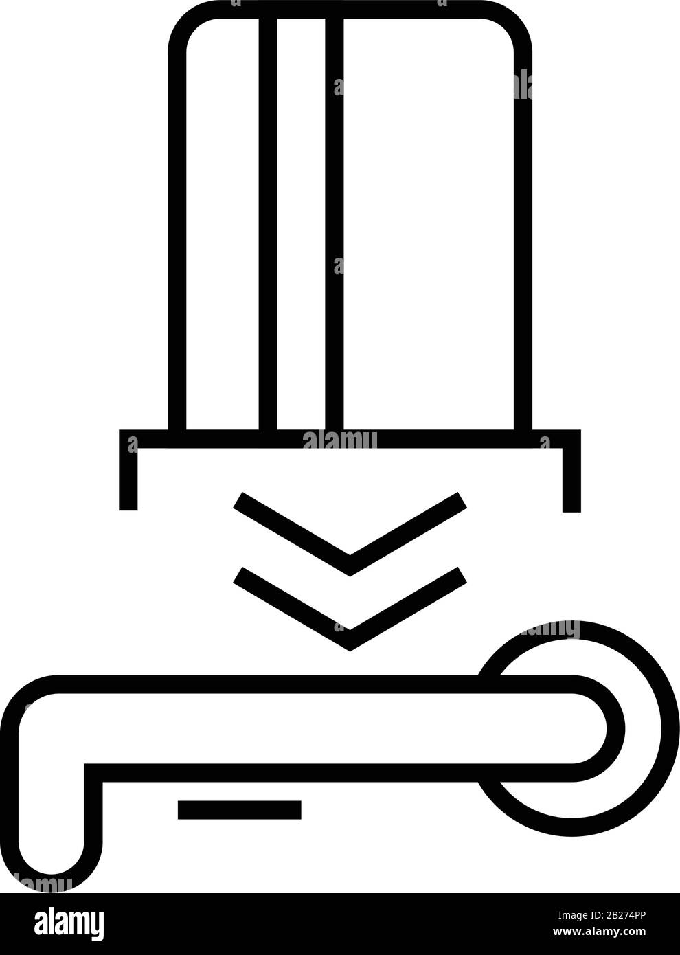 Zeilensymbol Zimmerschlüssel, Konzeptzeichen, Vektorgrafiken umreißen, lineares Symbol. Stock Vektor