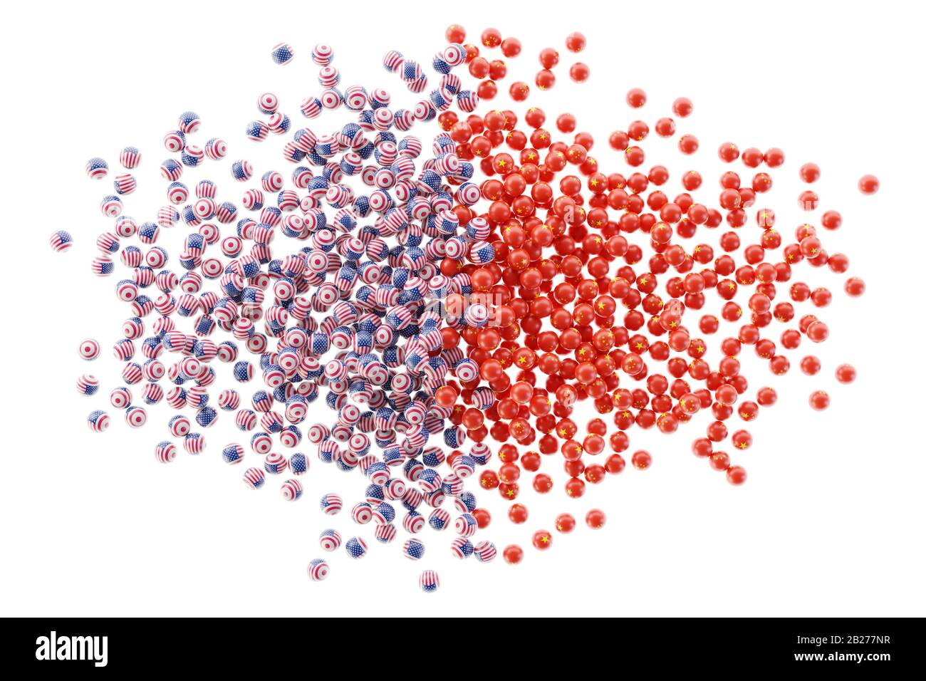 Politische Beziehungen zwischen den USA und China, ursprüngliche 3D-Darstellung Stockfoto
