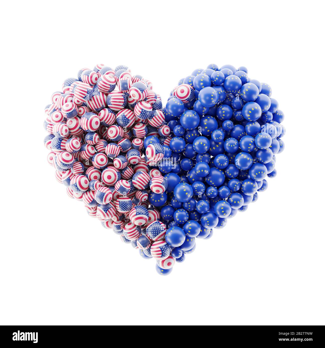 Die politischen Beziehungen zwischen Europa und den USA, original 3D-Rendering Stockfoto