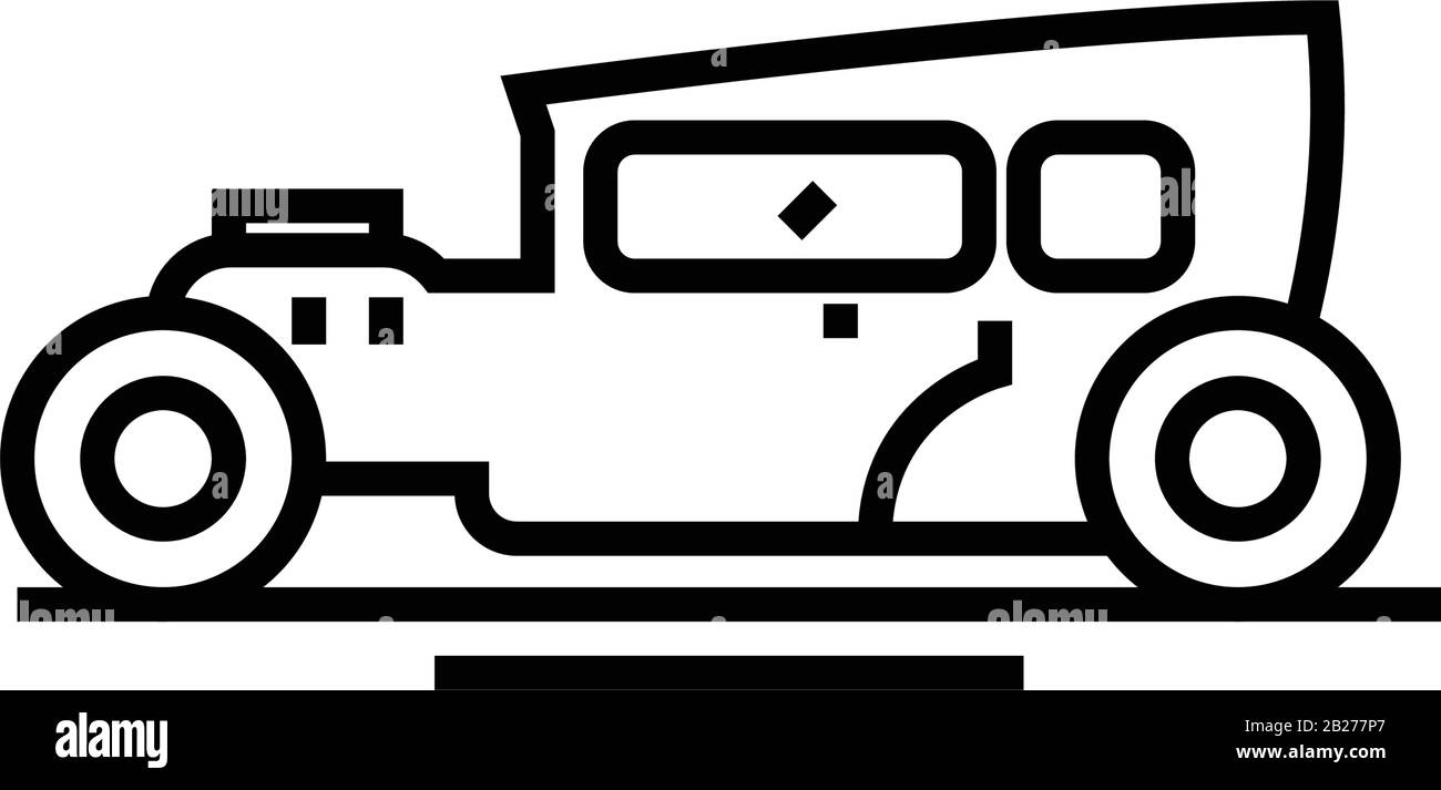 Symbol für die Linie im Retro-Auto, Konzeptschild, Vektorgrafiken im Umriss, lineares Symbol. Stock Vektor