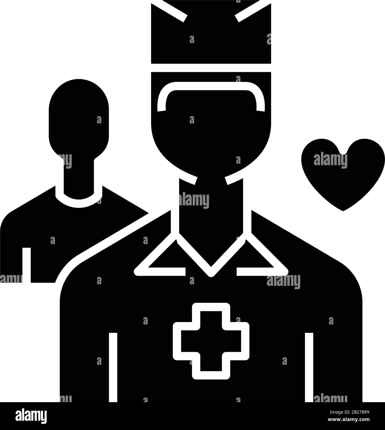 Schwarzes Symbol des Gesundheitsmitarbeiters, Konzeptabbildung, Vektor-Flachsymbol, Glyph-Zeichen. Stock Vektor