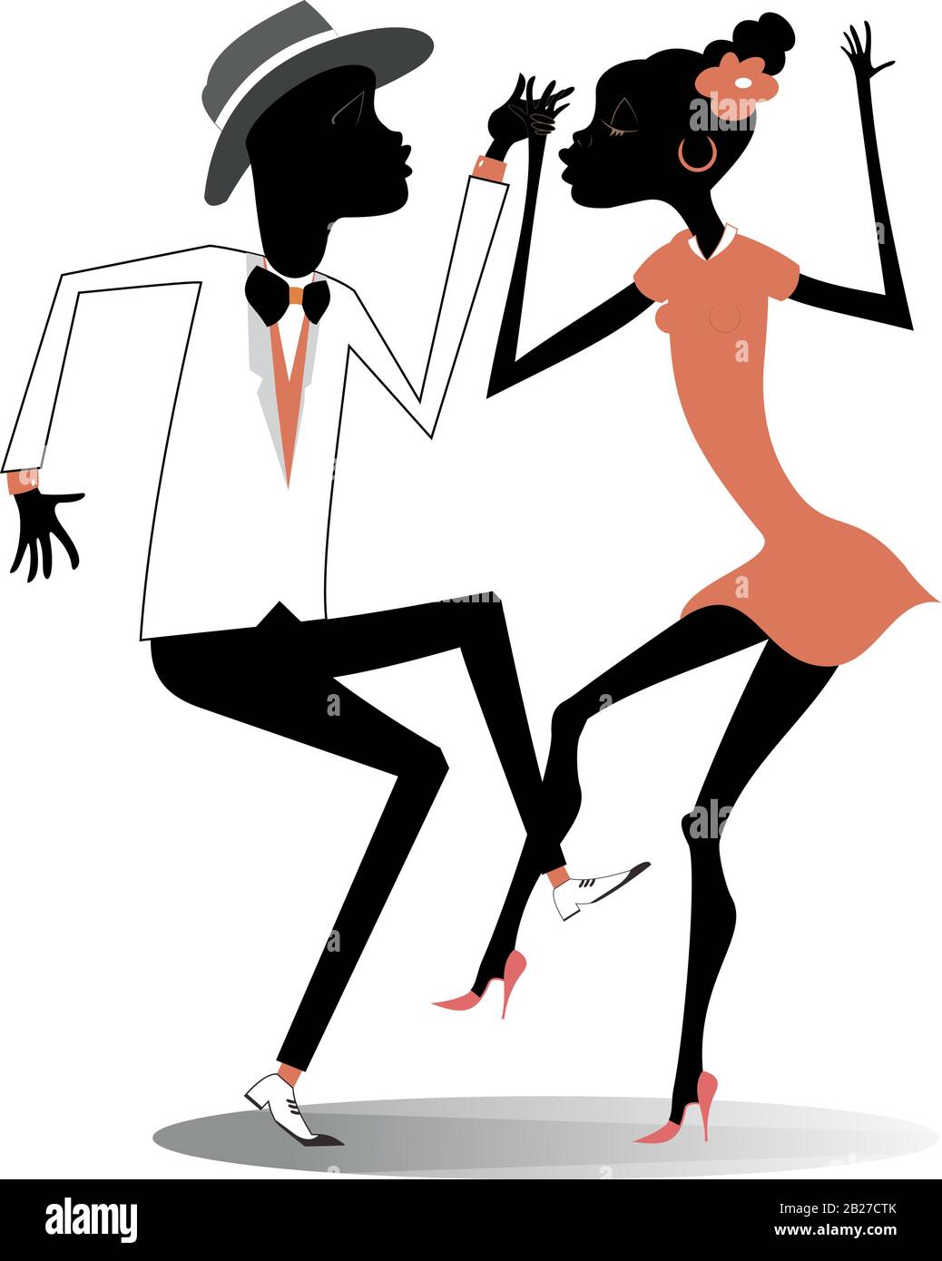 Romantisch tanzendes junges afrikanisches Paar isolierte Illustration Stock Vektor