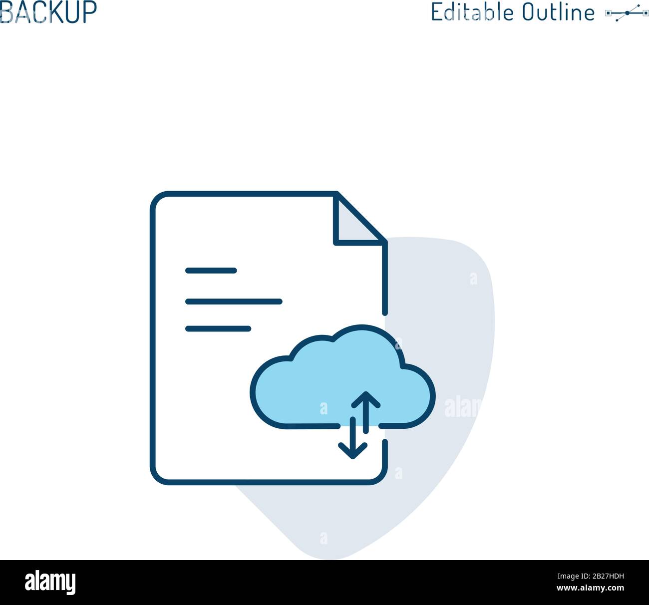 Cloud-Backup-Symbol, Cloud-Speicher-Symbol, Sichere Daten, Drahtlose Datenbank, Digitaltechnologie, Dateien im Unternehmensbüro, bearbeitbare Kontur Stock Vektor