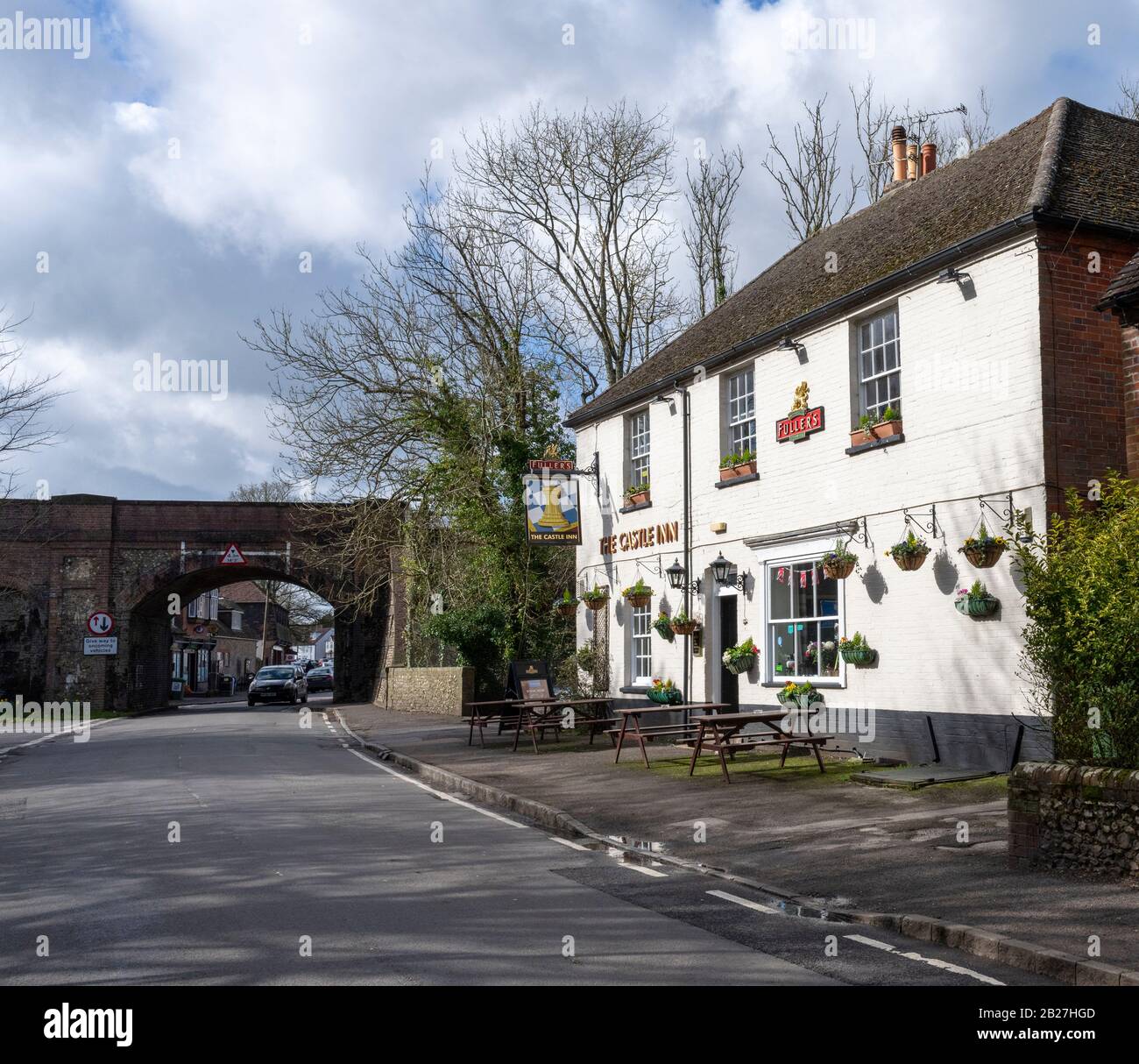 The Castle Inn - EIN Fullers öffentliches Haus - Finchdean Road, Rowlands Castle, Hampshire, England, Großbritannien Stockfoto