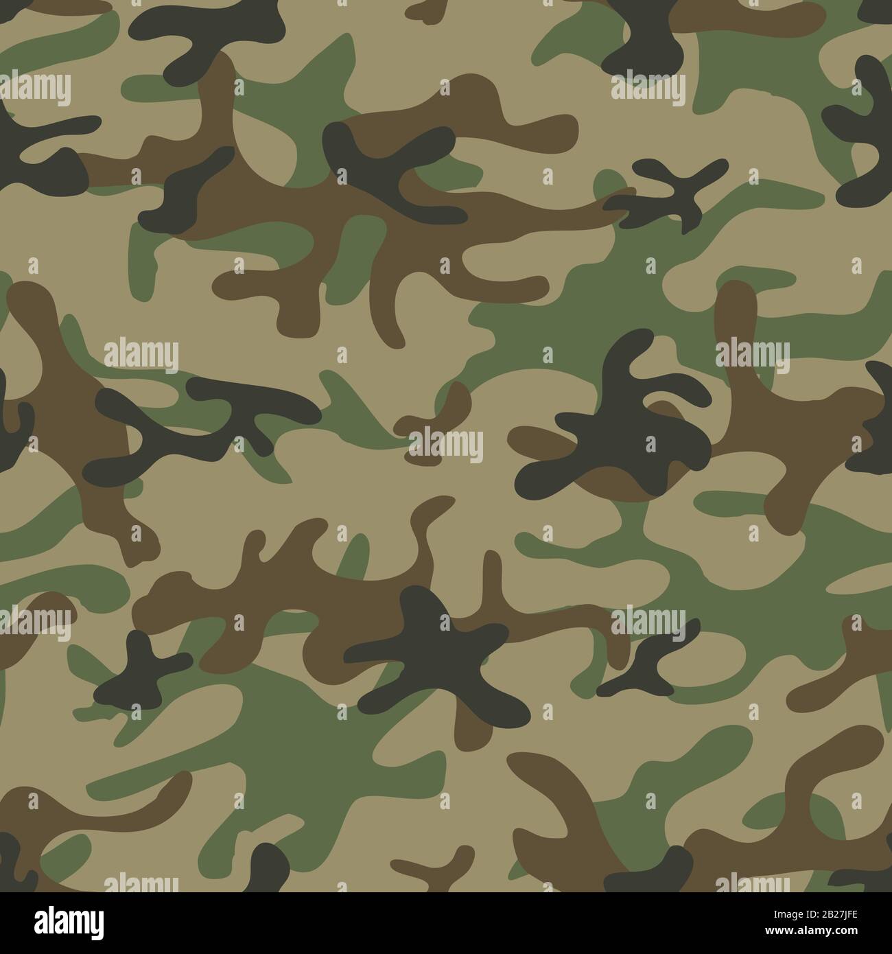 Bunte nahtlose Muster von Forest Camouflage. Khaki Textur. Einfache flache Vector Illustration. Für die Gestaltung von Stoff, Geschenkpapier, Abdeckungen, Web Stock Vektor