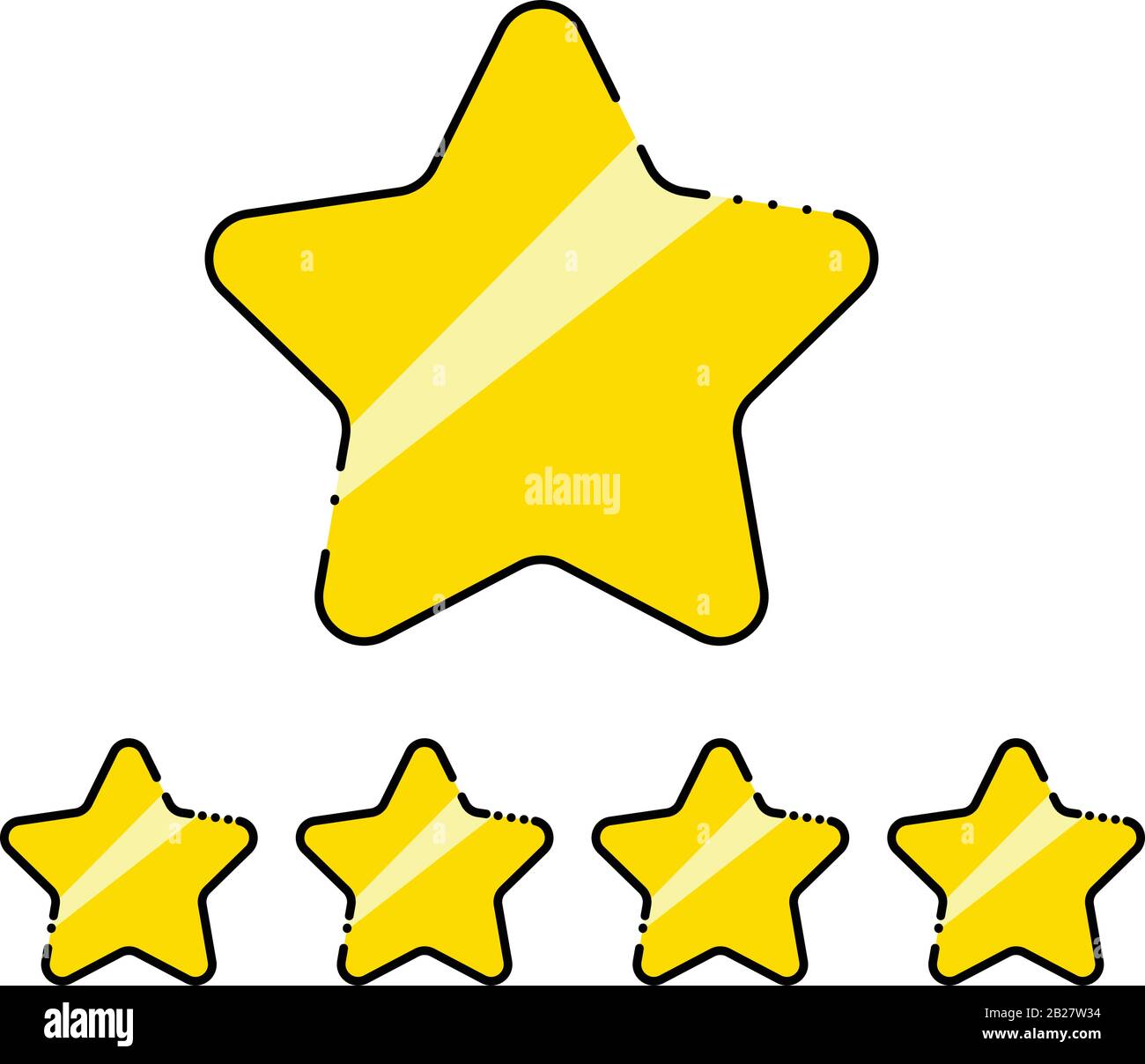 5-Sterne-Bewertungssymbol, ausgezeichnete Leistung, hochwertiger Service, Sternsymbol Stock Vektor