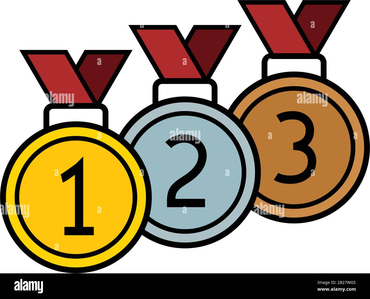 Medaillensymbol, Gliederungssymbol, Rang, Leistung, Erfolg, Auszeichnung, Win Stock Vektor