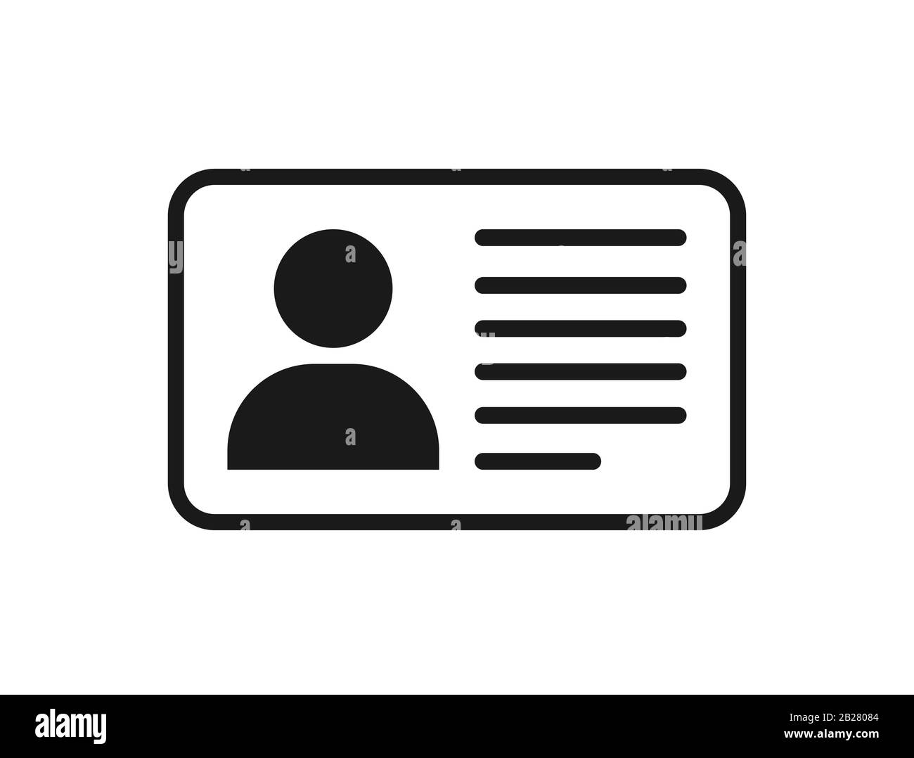 Symbol für die Ausweiskarte. ID-Kartensymbol in flacher Ausführung. Vektorgrafiken Stock Vektor