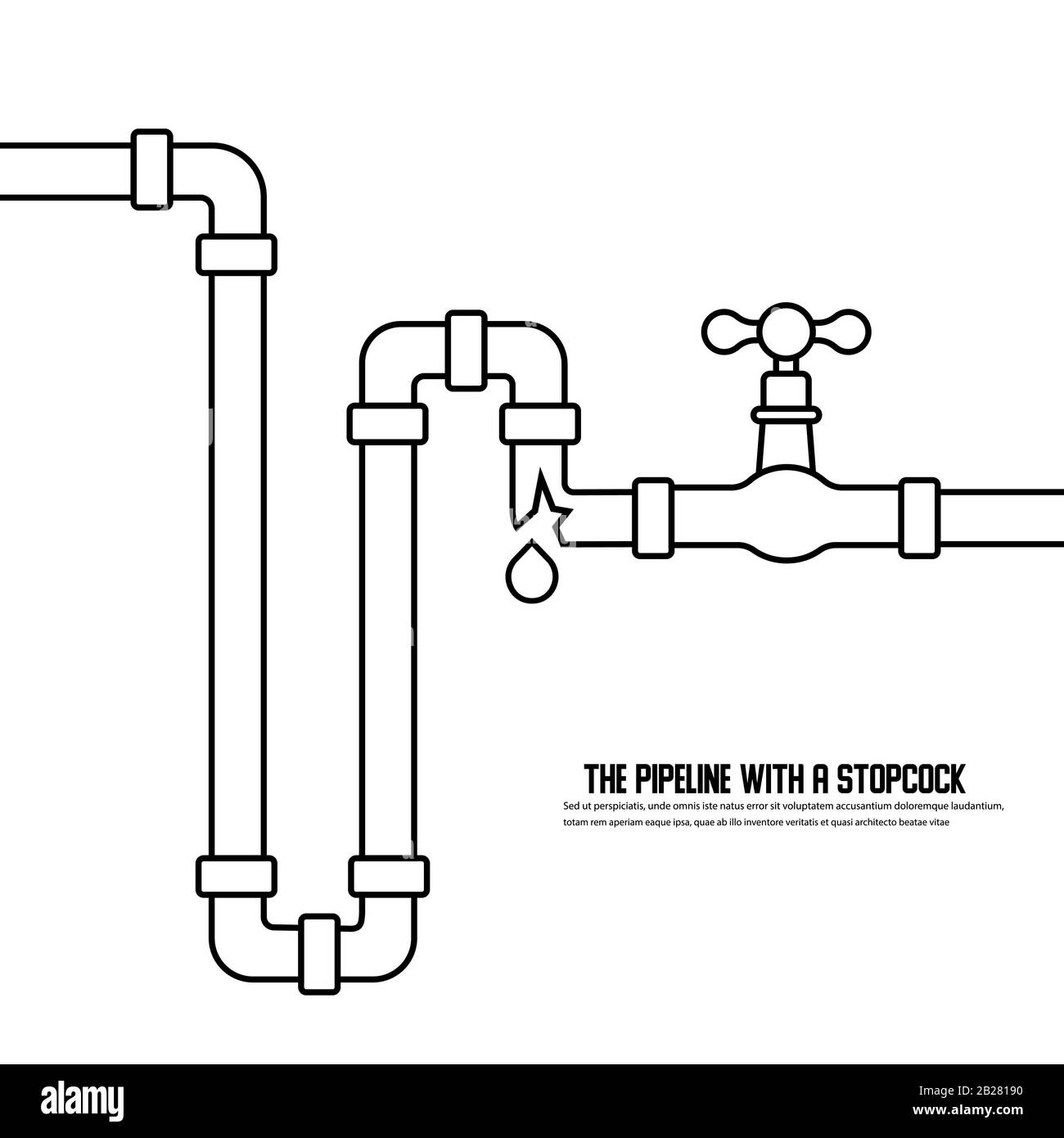 Die Pipeline mit einem Vektor-Symbol für den Hahn Stock Vektor