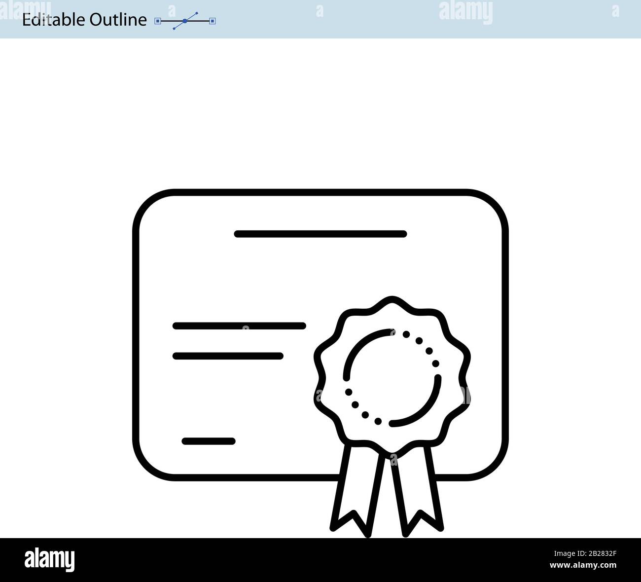 Symbol für Zertifikat, Dokument zur Zertifizierung der Leistungen, Abschluss, Diplom, Geschäftserfolg Stock Vektor