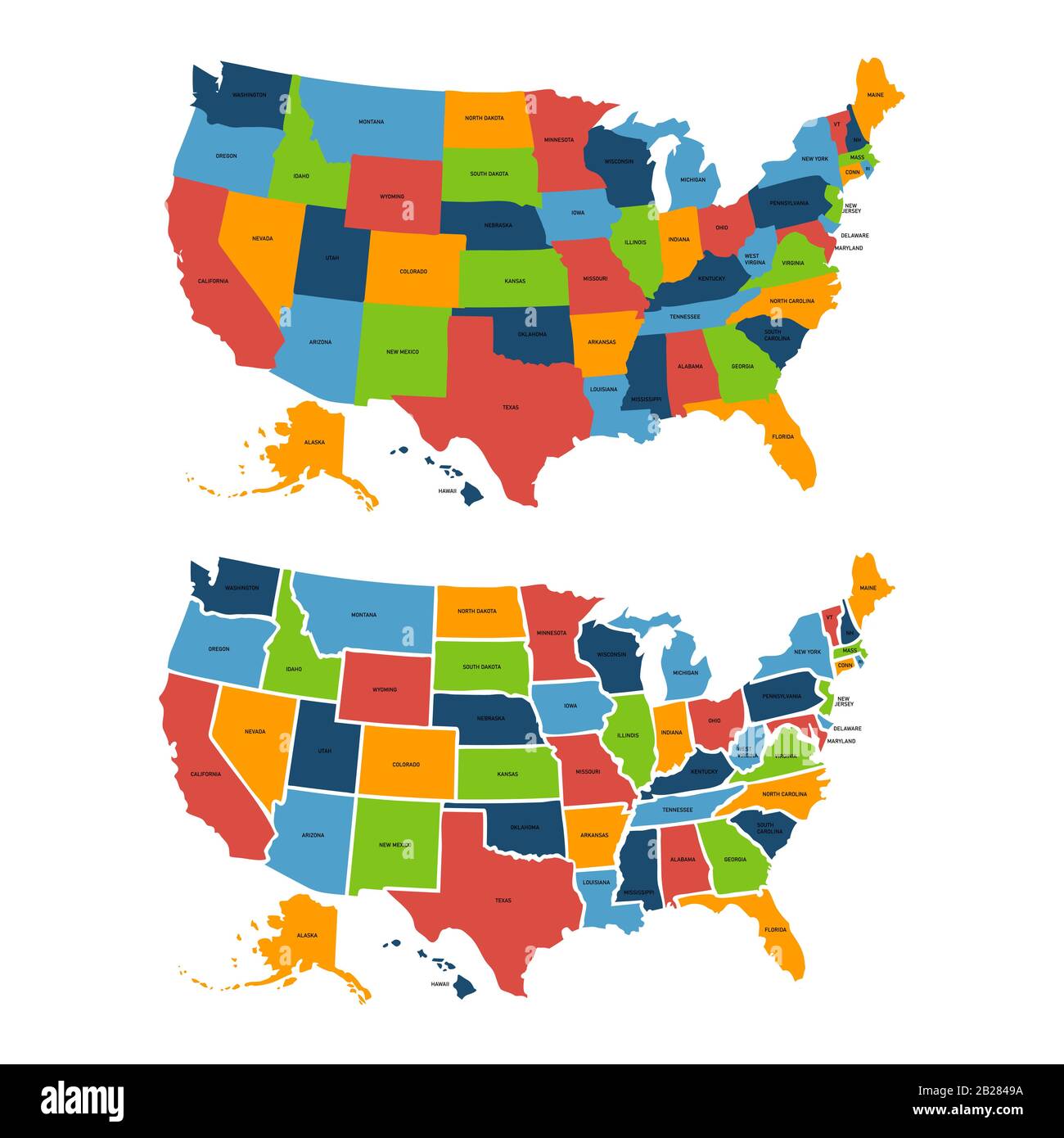 Bunte Usa Karte Mit Staaten Vektorgrafiken Stock Vektorgrafik Alamy 2237