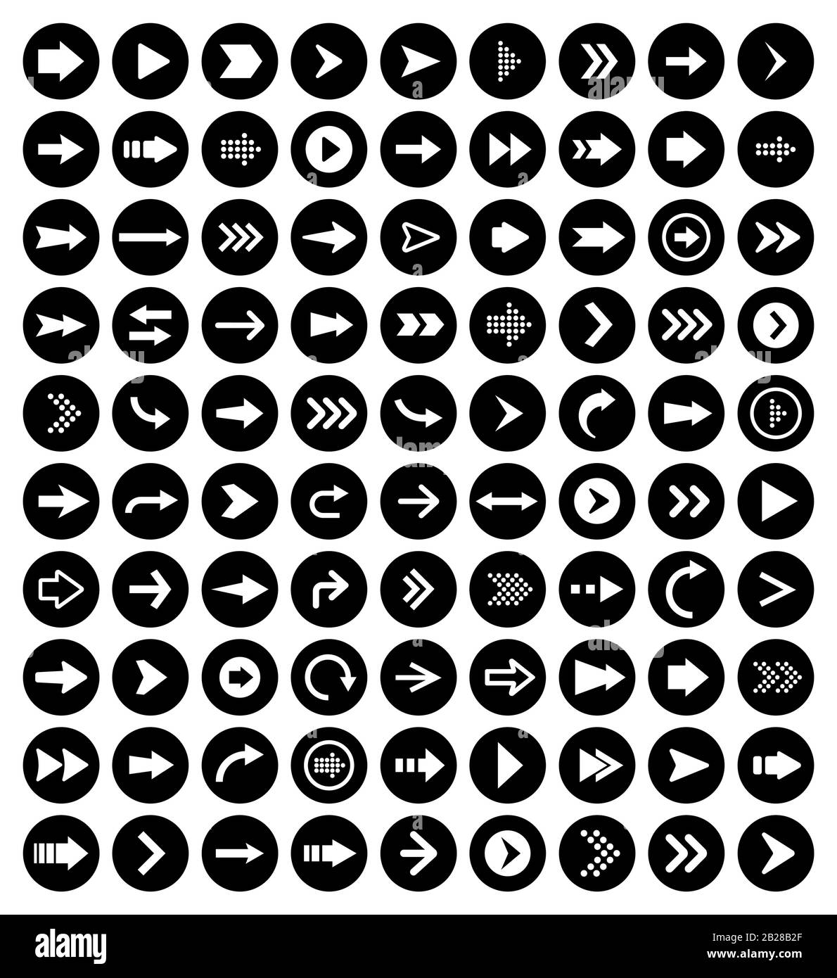 Vektordarstellung der eingestellten Pfeilsymbole Stock Vektor
