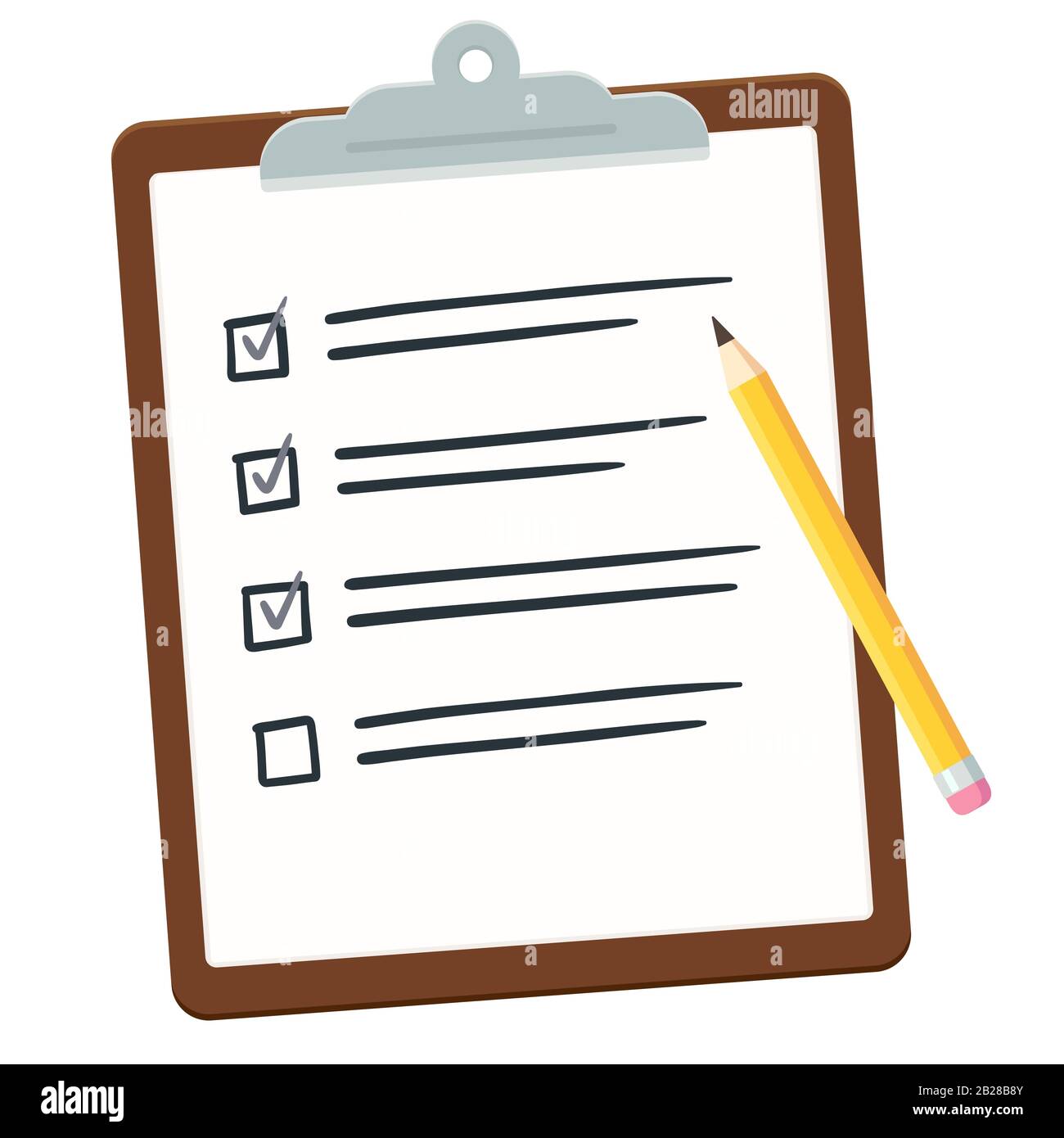 Zwischenablage Mit Checkliste Und Bleistift Aufgabenliste Oder Aufgabenbewertung Mit Hakchen Isolierte Clip Art Illustration Im Einfachen Flachen Vektorstil Stock Vektorgrafik Alamy