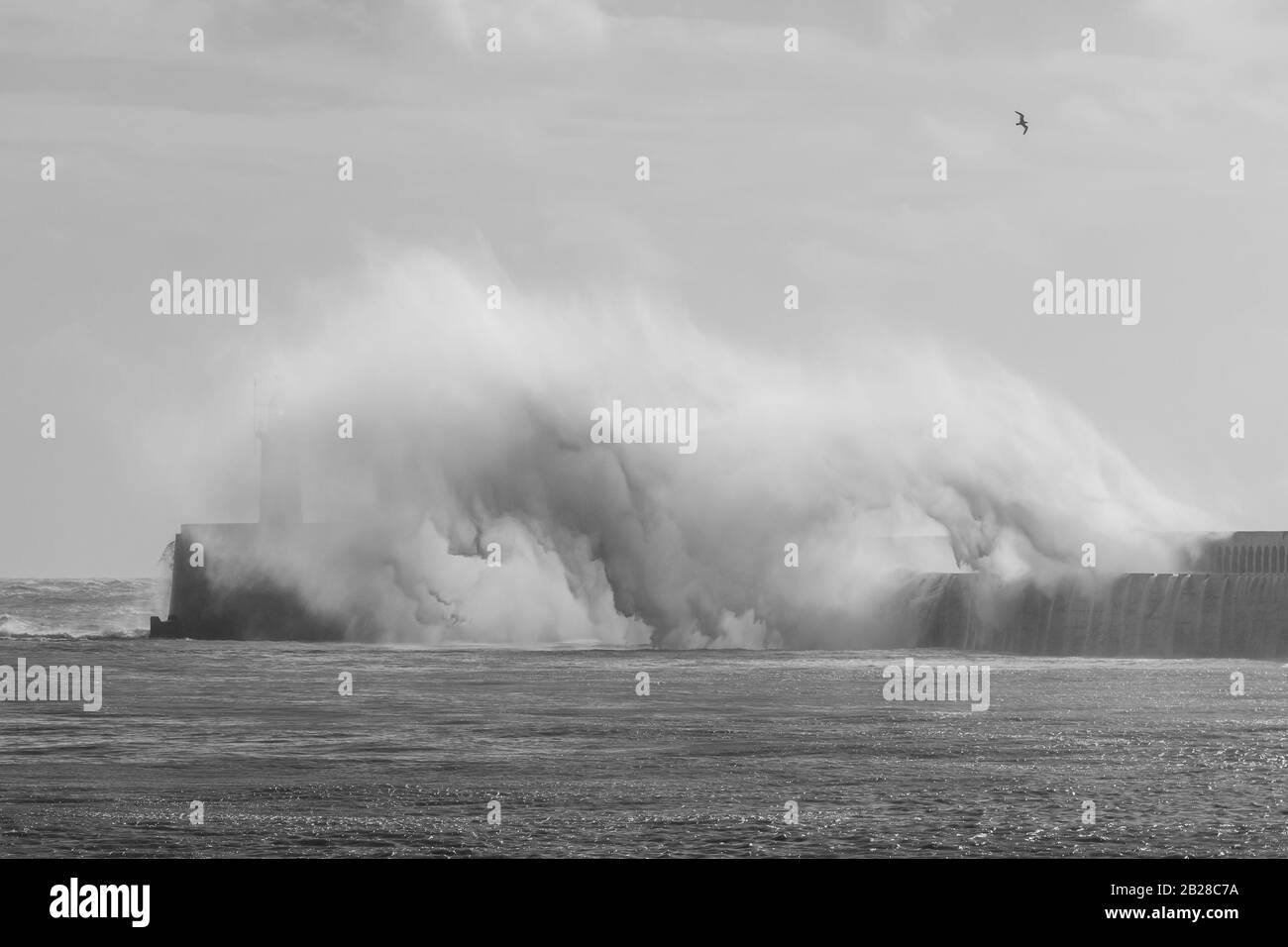 Newhaven, East Sussex am 29. Februar 2020. Storm Jorge streikt England mit hohen Winden und Regen. Stockfoto