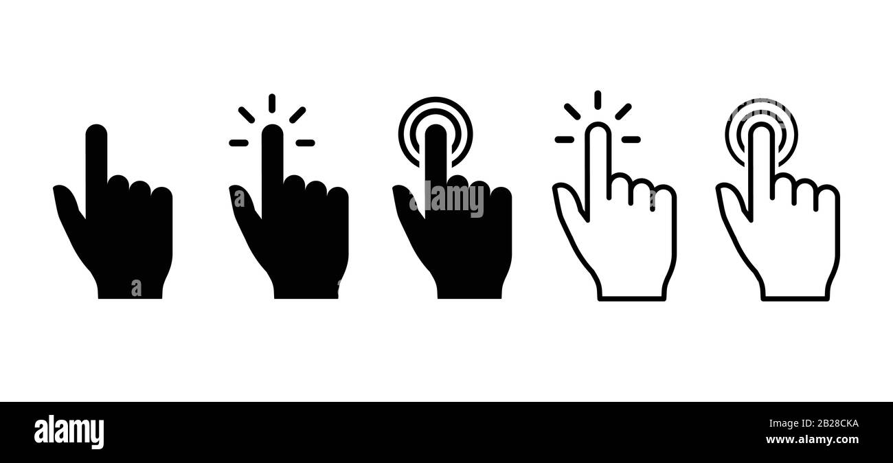 Die Symbole der Vektorhandcursor klicken auf Set Stock Vektor