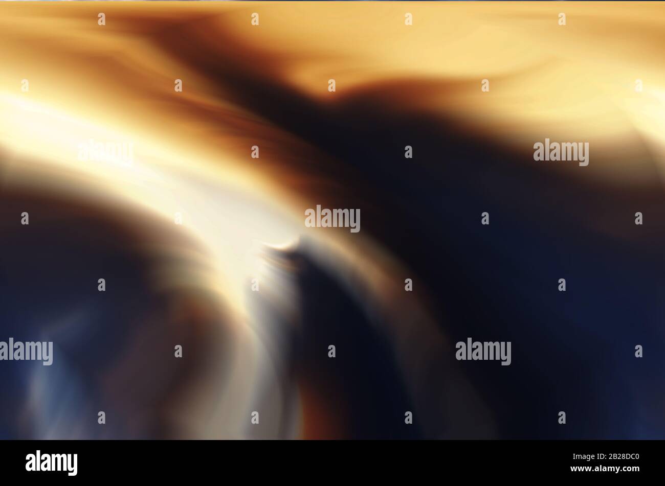 VECTUS: Digitale Scherung und maximale radiale Rotationsunschärfe verwandeln einen dramatischen Sonnenuntergang in eine Kunstgalerie mit mehrfarbigen braunen Farbverläufen. Stockfoto