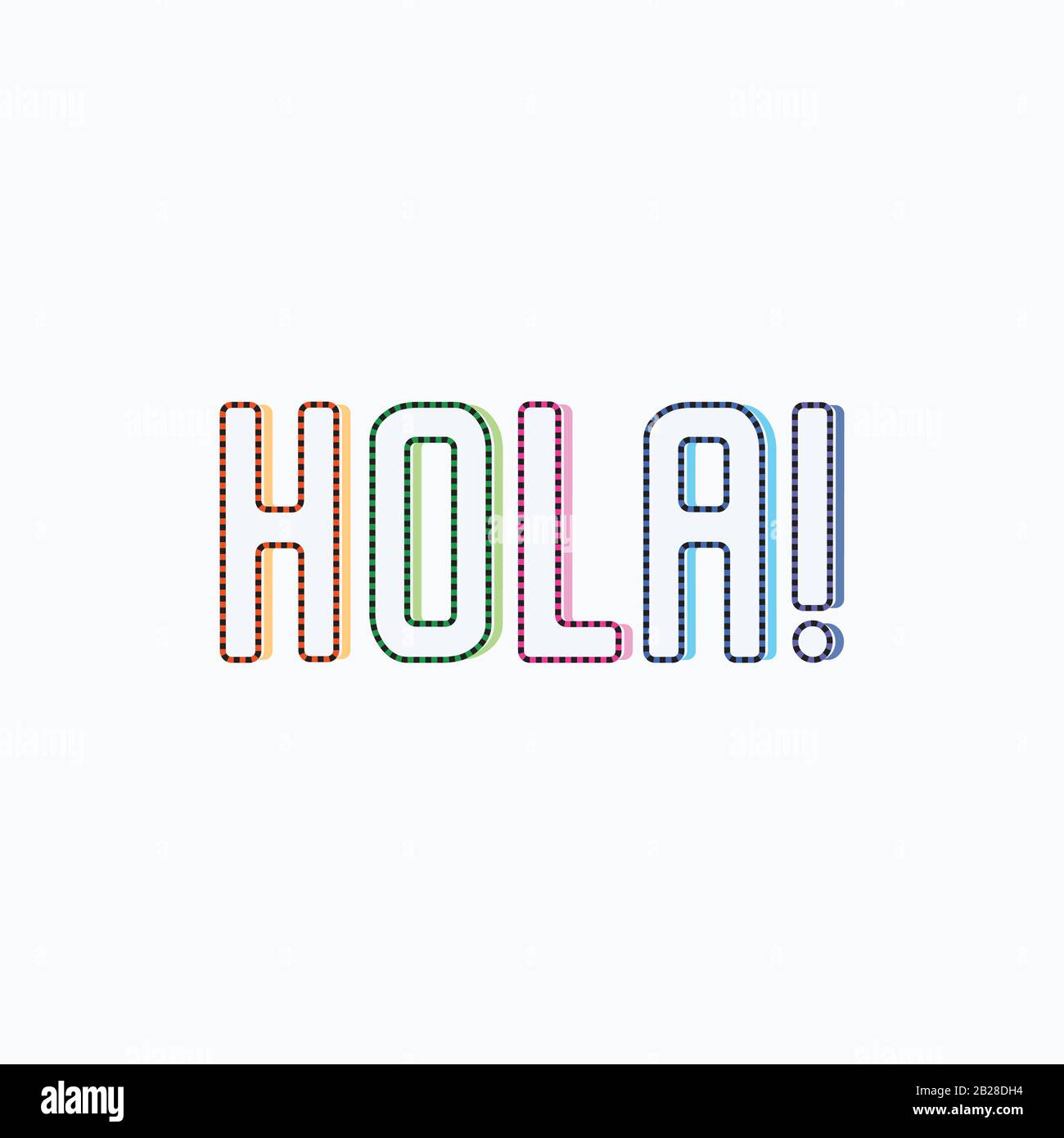 Hola spanisch Wort Übersetzung von Hallo Hallo Gruß, Hola Typografie Sprache Stock Vektor