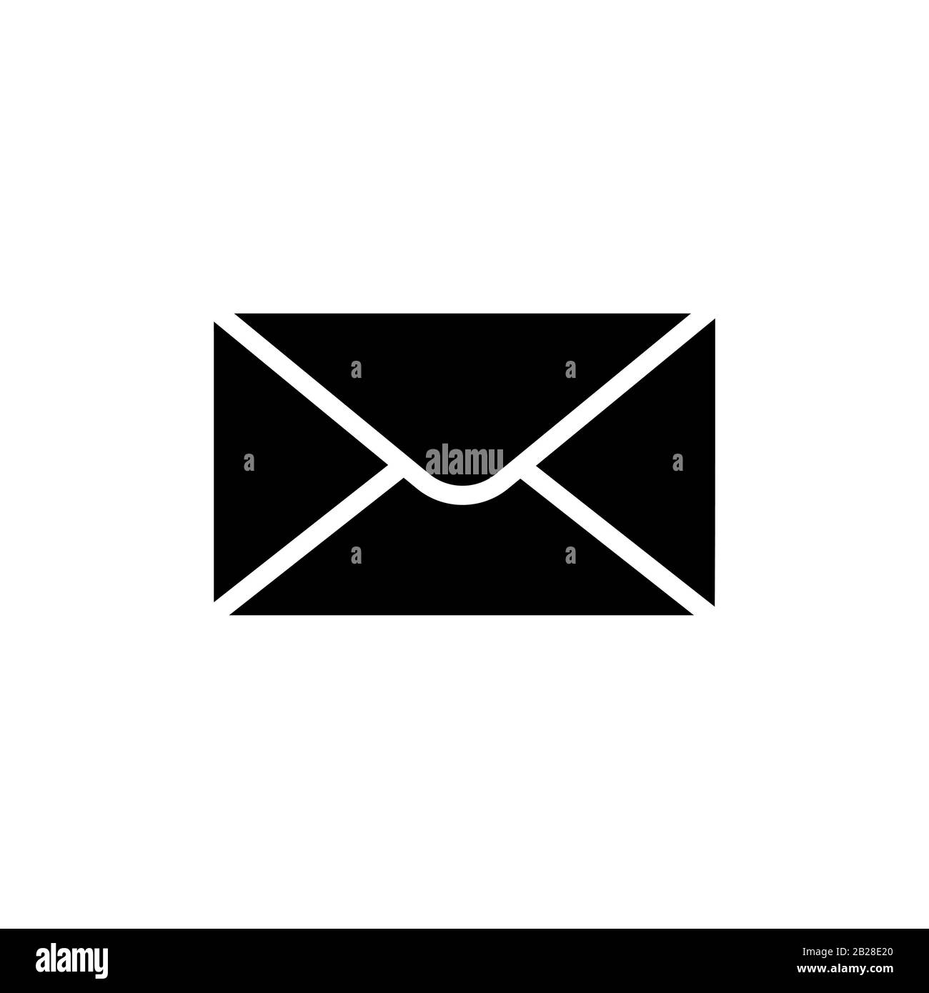 Schwarzes Umschlagsymbol in flacher Ausführung. Mail-Symbol Stock Vektor