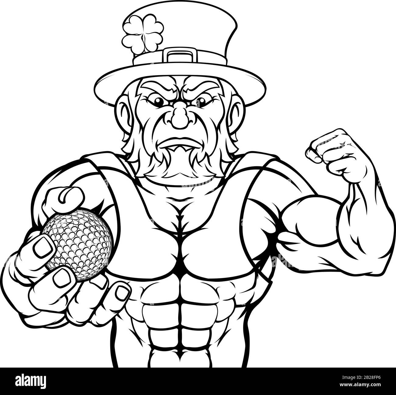 Leprechaun Holding Golf Ball Sport Maskottchen Stock Vektor