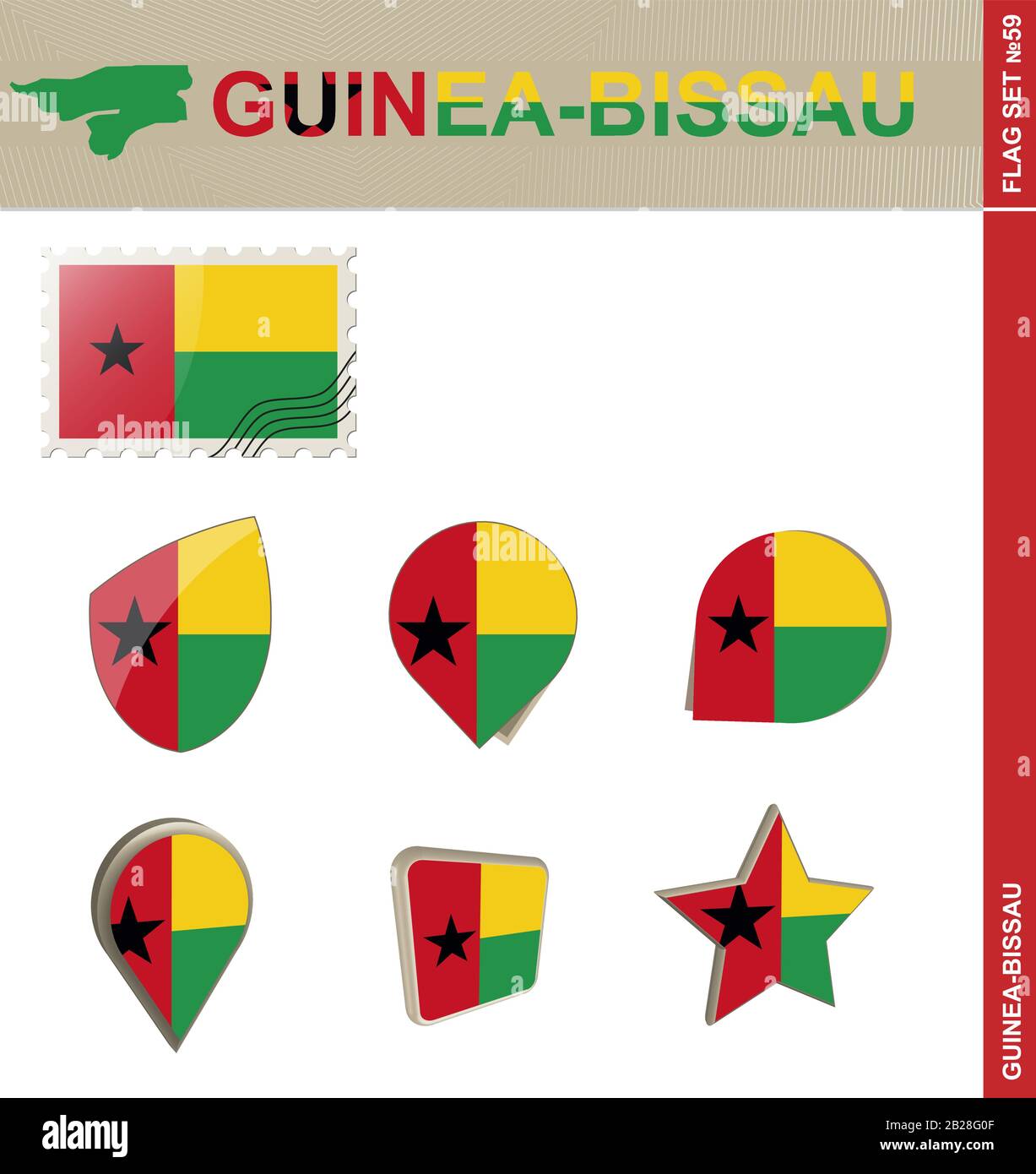 Guinea-Bissau Flaggensatz, Flaggensatz #59. Vektor. Stock Vektor