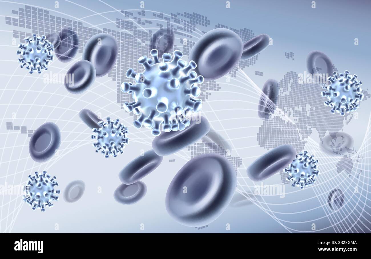 Viruszellen Viral Spread Pandemic Map Konzept Stock Vektor