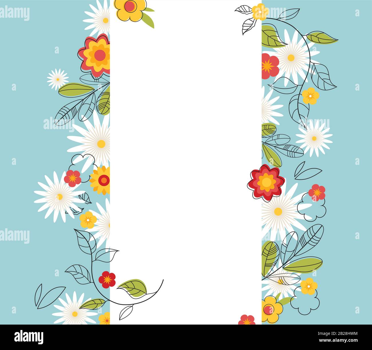 Blumenfrühling Graphic Design mit Bunten Blumen. Kann für Grußkarten, Werbe-Tshirts, Drucke Banner, Poster, Vorlagen für das Coverdesign verwendet werden Stock Vektor
