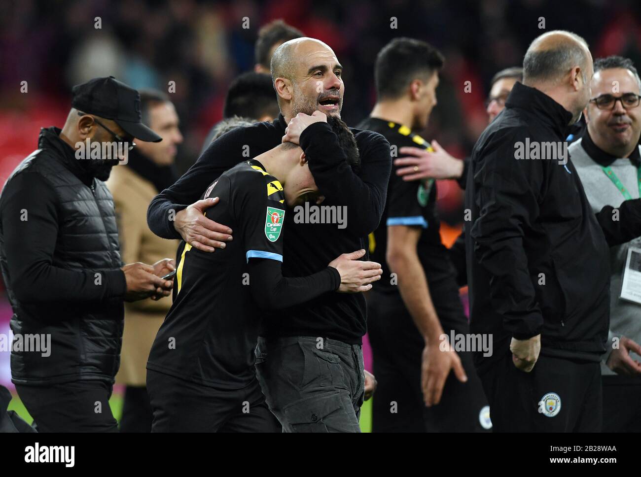 London, Großbritannien. März 2020. Josep Guardiola, Phil Foden, Aston Villa V Manchester City Fc Carabao Cup Finale 2020, 2020 Credit: Sportsphoto LTD/Alamy Live News Stockfoto