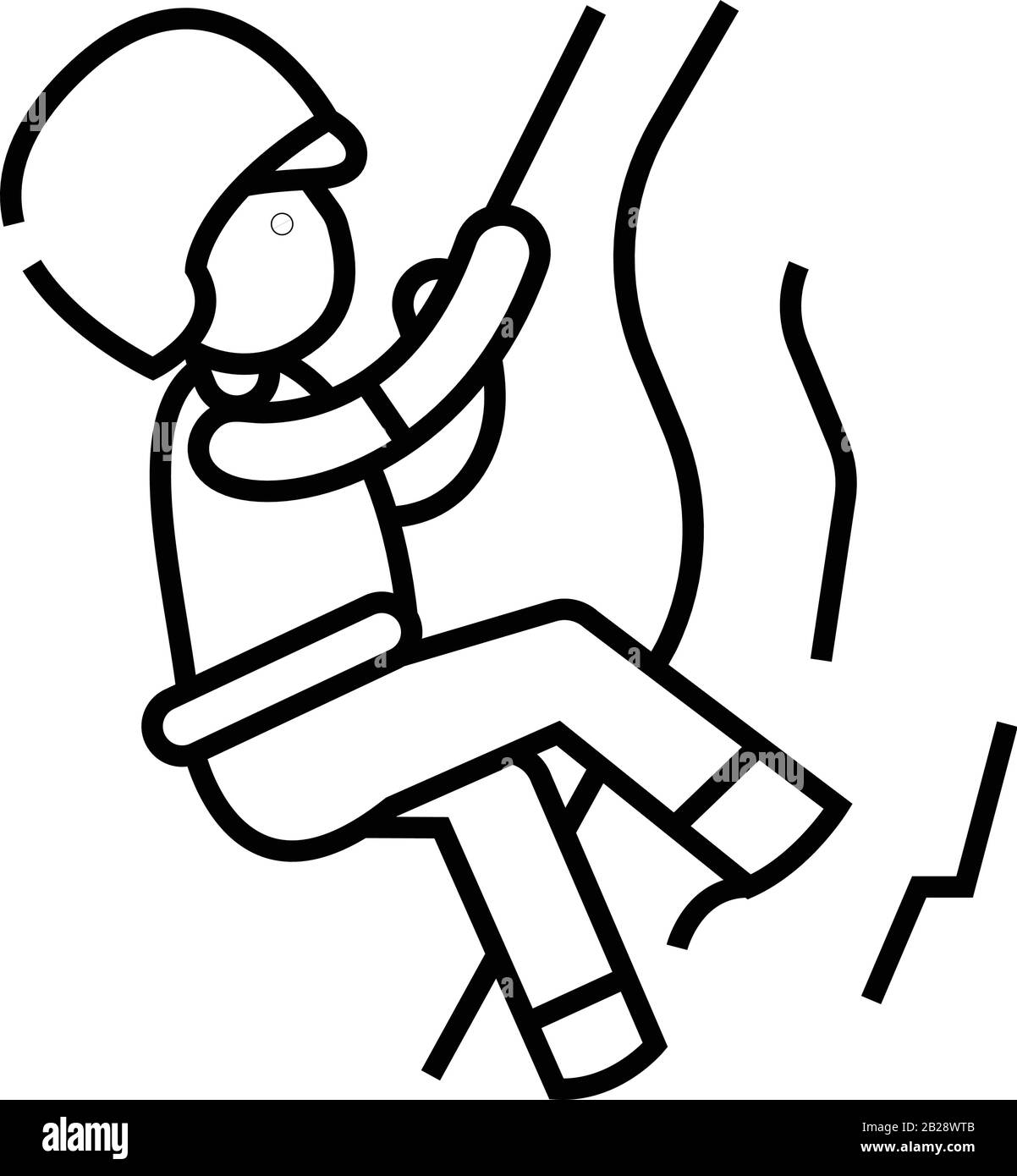 Symbol für die Felskletterlinie, Konzeptschild, Konturvektorabbildung, lineares Symbol. Stock Vektor