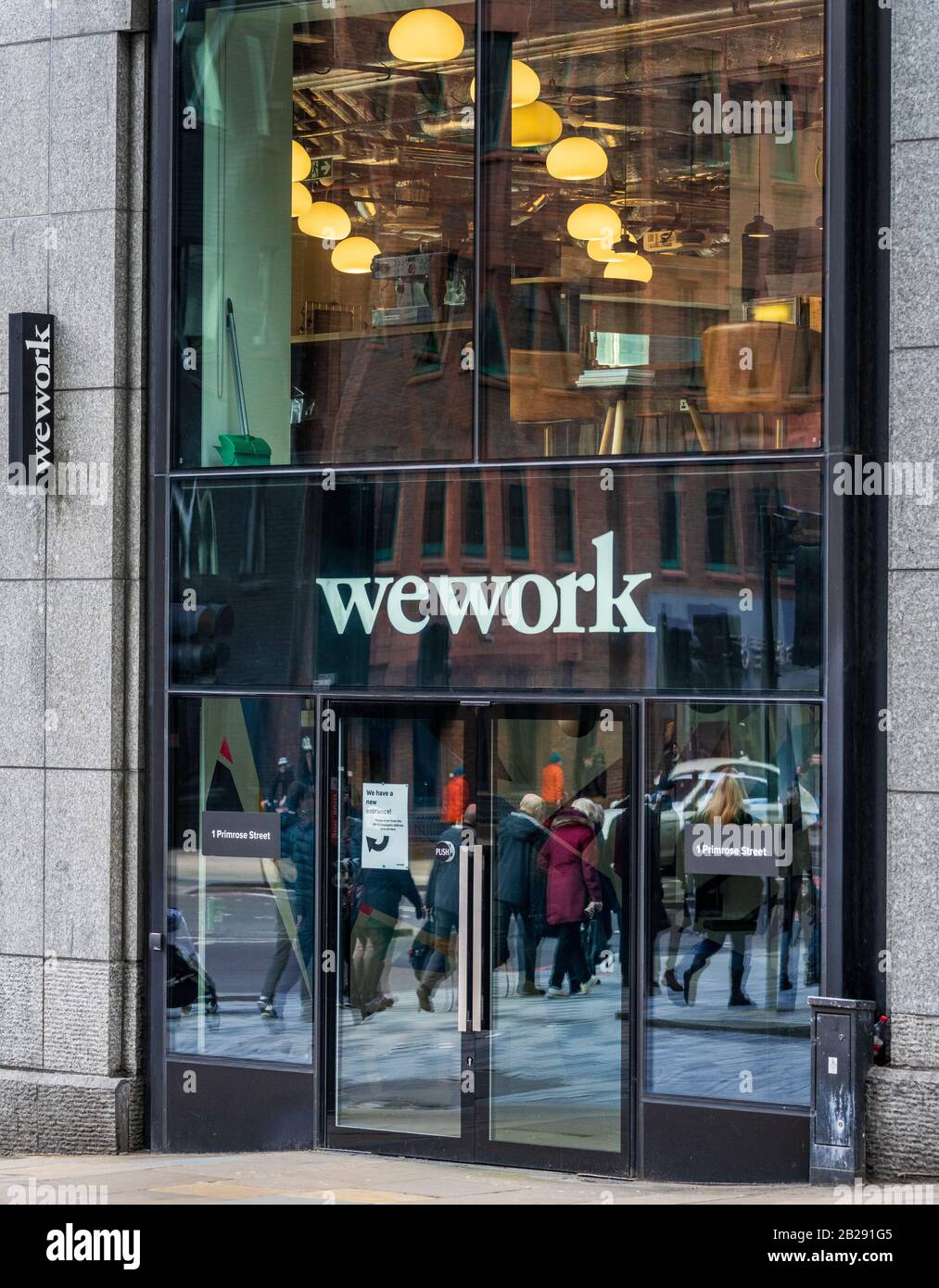 WeWork-Büros in London am Bishopsgate im City of London Financial District. Stockfoto