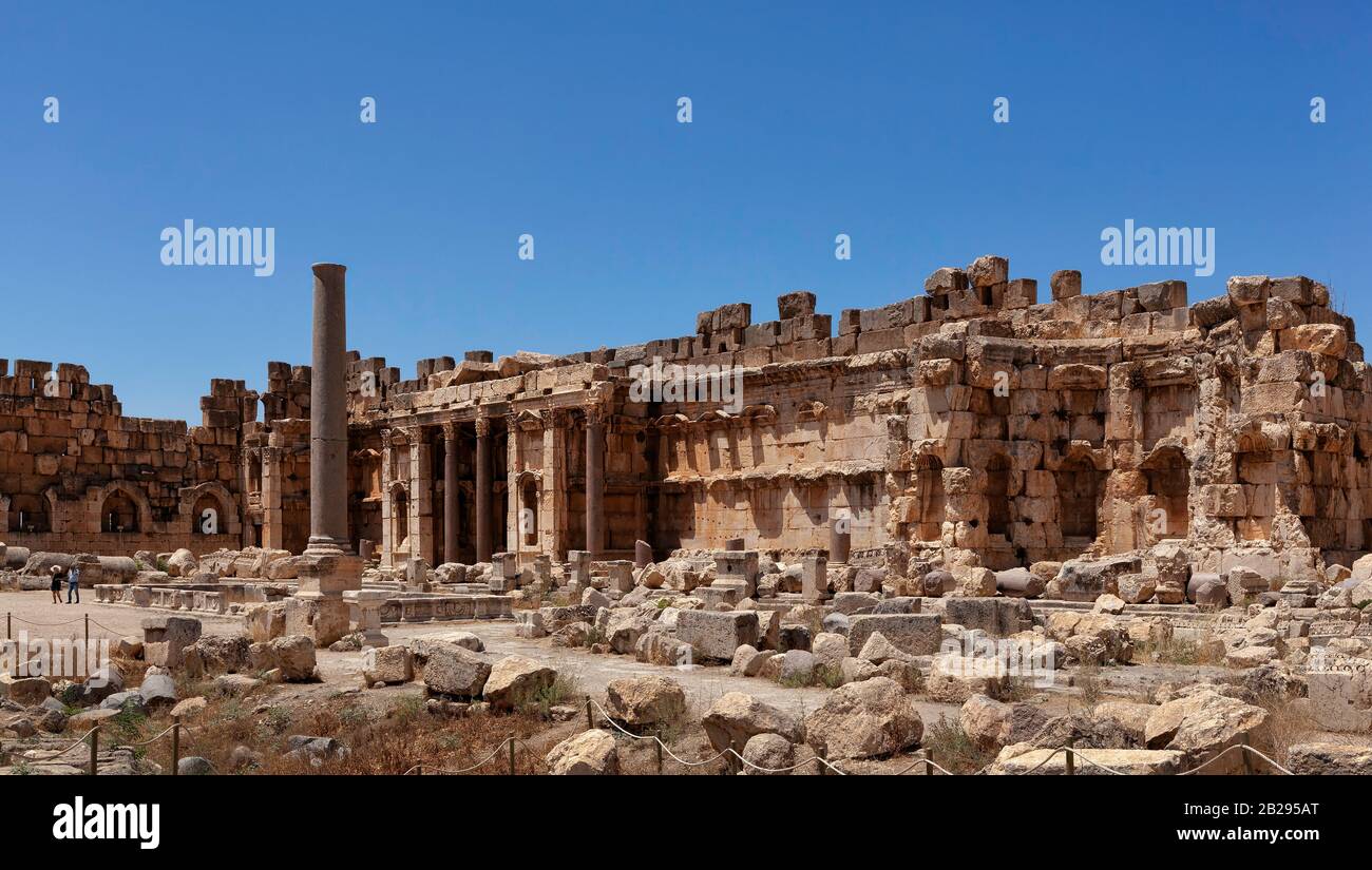 Ruinen des Jupitertempels, Heliopolis, Römisches Reich. Baalbek, Bekaa-Tal, Libanon. UNESCO-Weltkulturerbe. Stockfoto