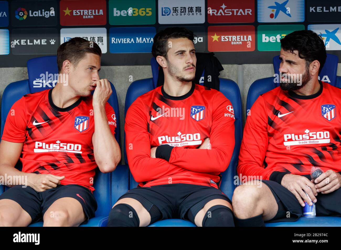 Barcelona, Spanien. März 2020. Mario Hermoso von Atletico de Madrid beim Liga-Spiel zwischen RCD Espanyol und Atletico de Madrid im RCD-Stadion am 01. März 2020 in Barcelona, Spanien. Credit: Dax/ESPA/Alamy Live News Stockfoto