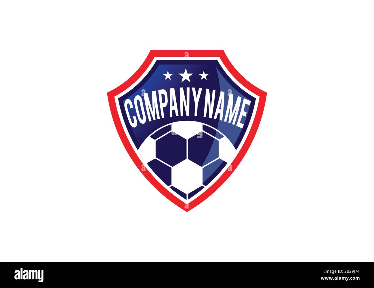 Fußball-Fußball- und Schild-Logo-Designs, Fußball-Emblem-Logo-Vorlage Vektorgrafiken Stock Vektor