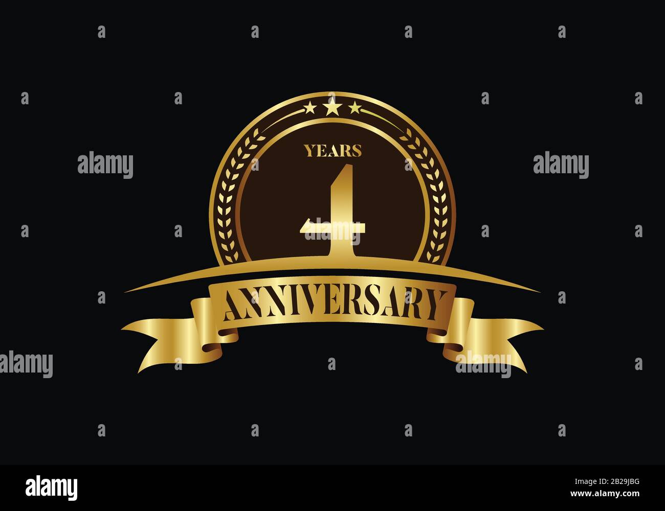 Jubiläumslogo-Vorlage, Geburtstag mit Vektordesign, Emblem zum goldenen Jahrestag mit Band. Stock Vektor