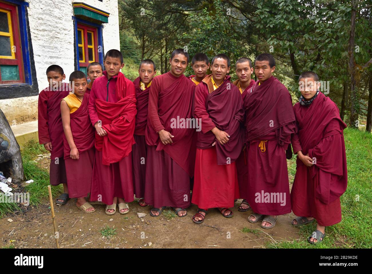 Die Mönche des tibetischen Buddhismus in Nepal Stockfoto