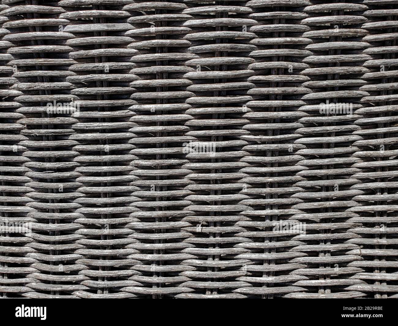 Graues Korbmaterial Strukturmuster Hintergrundoberfläche, handgefertigt, Hintergrundbild Stockfoto