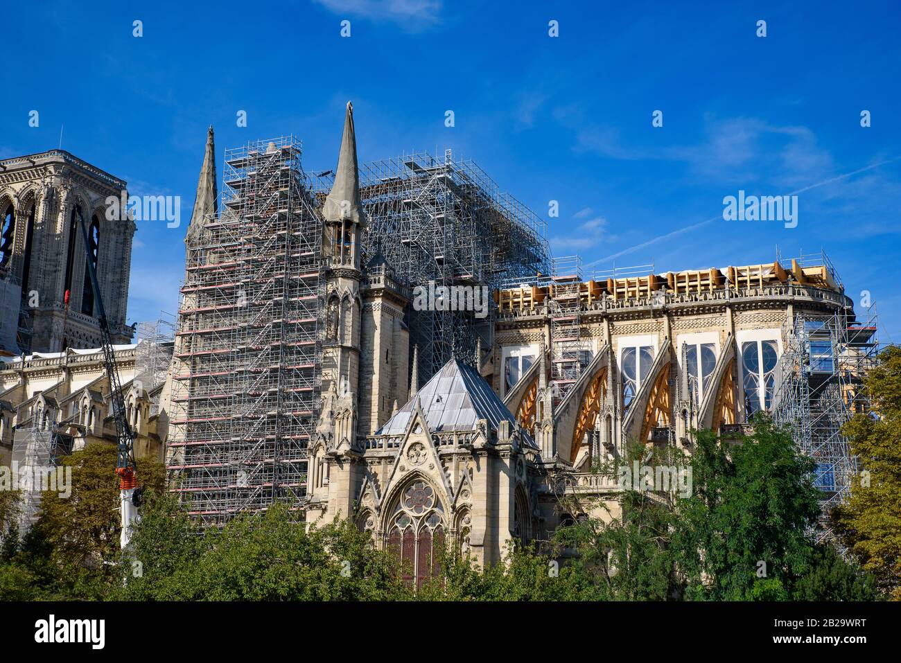 Kathedrale Notre-Dame nach dem Brand in Paris, Frankreich, wird umgebaut Stockfoto